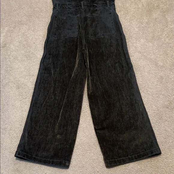 Black And Green Velvet Denim Jumpsuit - Picture 9 of 10